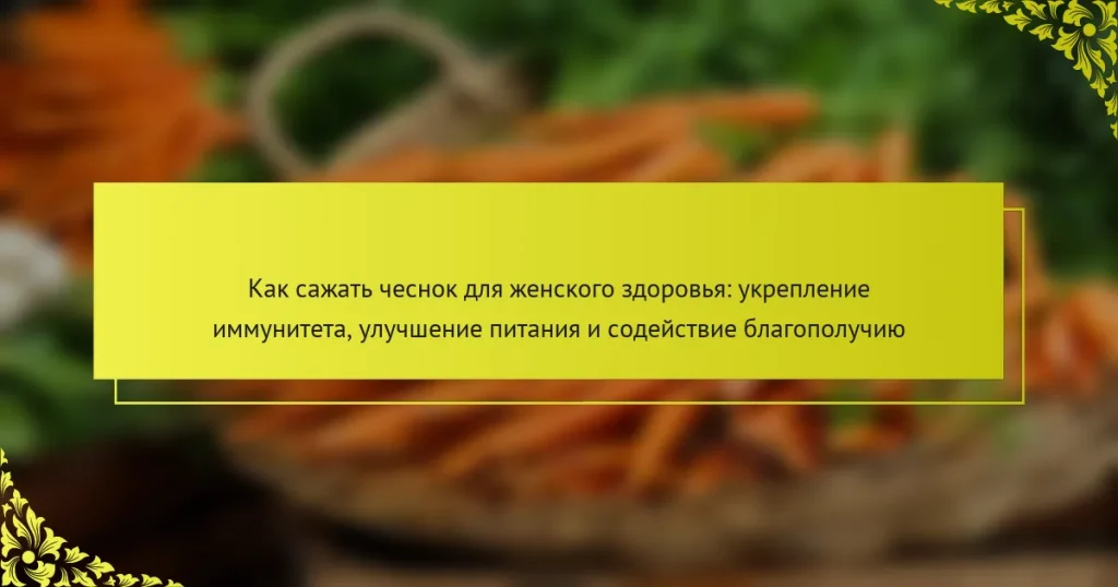Как сажать чеснок для женского здоровья: укрепление иммунитета, улучшение питания и содействие благополучию