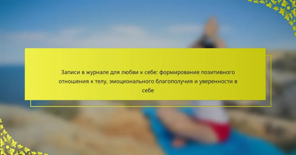 Записи в журнале для любви к себе: формирование позитивного отношения к телу, эмоционального благополучия и уверенности в себе