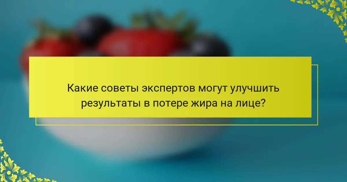 Какие советы экспертов могут улучшить результаты в потере жира на лице?